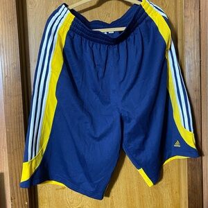 Adidas Men's Navy and Gold Athletic Shorts